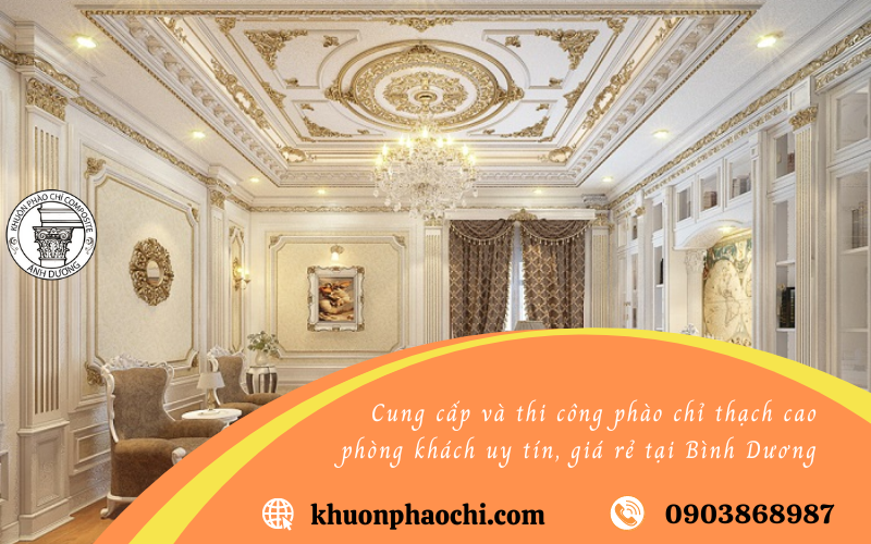 phào chỉ thạch cao phòng khách