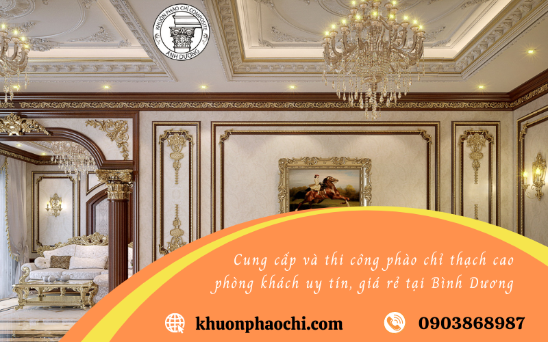 phào chỉ thạch cao phòng khách